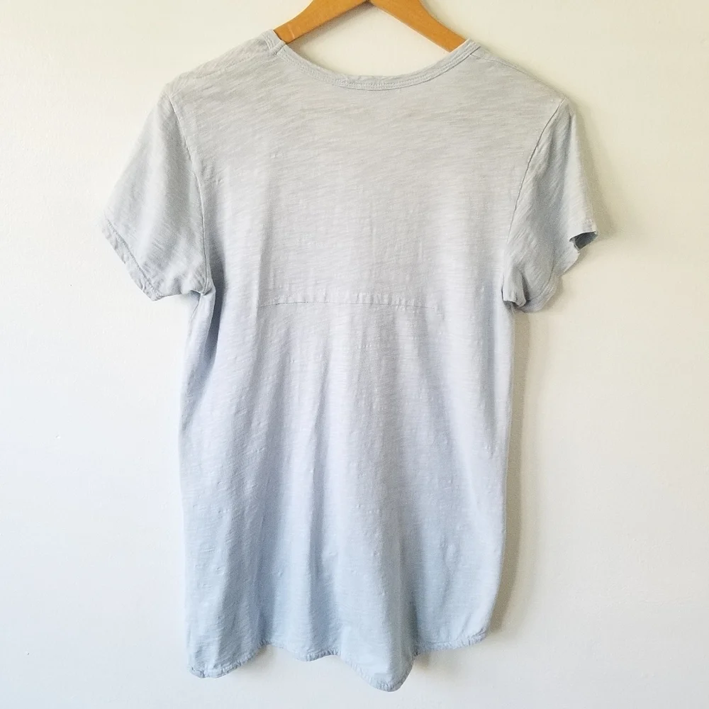 WILT Slub Cotton Powder Blue Asemetrical Relaxed Fit Shirt Top Small - Picture 2 of 9